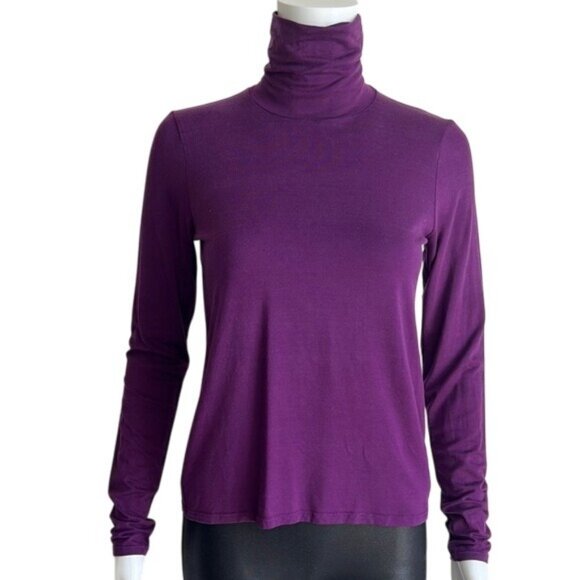 Eileen Fisher Fine Jersey Scrunch Neck Top - XXS - Picture 1 of 5
